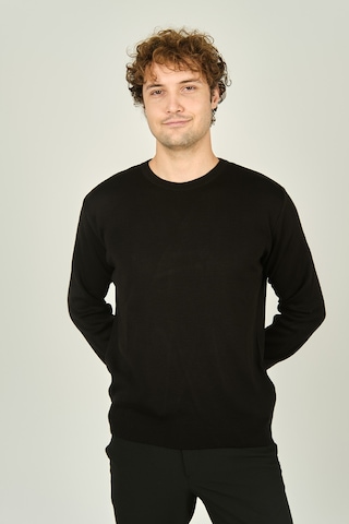 Ateş Triko Erkek Bisiklet Yaka Yün Kazak 1025 Siyah Siyah