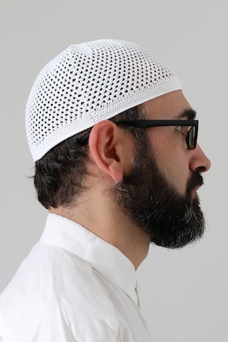Örme Esnek Orlon Namaz Takke - Beyaz - Smz