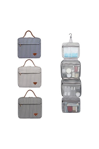 Sones Taşınabilir Büyük Kapasiteli Kozmetik Çok Bölmeli Saklama Çantası Gri