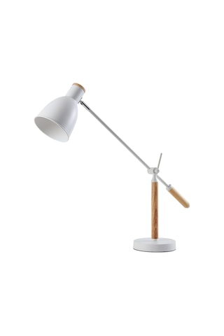 Marmo Ahşap Detaylı Beyaz Ders Çalışma Masası Lambası Beyaz - Kahverengi