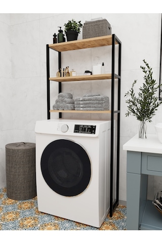 Çamaşır Makinesi Üstü Düzenleyici Raf Banyo Dolabı Raf Kahverengi