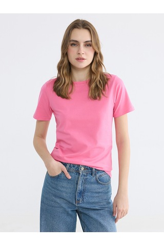 Lcw Everyday Pembe Bisiklet Yaka Kadın Tişört