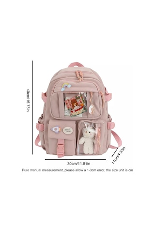 Oloey Oxford Kumaş Aksesuarlı Ortaokul Çantası Pembe