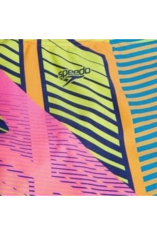 Speedo Digital Baskı Splashback Kız Çocuk Yüzücü Mayosu Lacivert-pembe Gökkuşağı