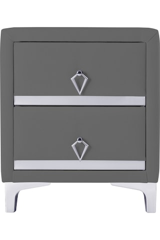 Doppia Linea Silver Iki Çekmeceli Gri Komodin- Kumaş Döşemeli Yatak Odası 2 Çekmeceli Komodin Modeli