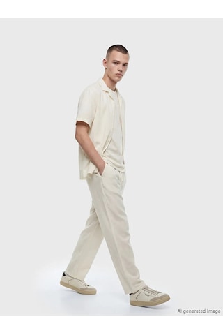 Lc Waikiki Ekru Loose Fit Erkek Müslin Pantolon