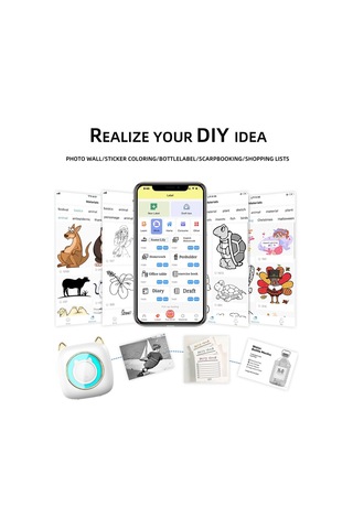 Vkemall C23 Bluetooth Isı Etiket Yazıcı - Fotoğraf, Not, Defter Ve Fiş Yazdırma - 1 Adet Isı Kağıdı İle - Dahili Li-pol Batarya