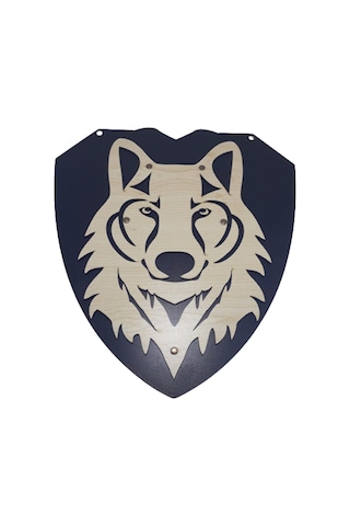 Ahşap Kurt Başlı Kılıc ve Kalkan Seti Siyah