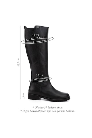Gönderir Kadın Siyah Floter Fermuarlı Kauçuk Taban Hakiki Deri Çizme Gkzc13444551 Siyah