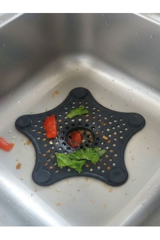 3 Adet Siyah Deniz Yıldızı Lavabo Süzgeci, Lavabo Tıkacı, Silikon Süzgeç Siyah
