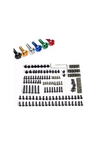 Pazly Motosiklet Gövdeleri İçin 223 Parça Renkli Montaj Cıvata Seti - Spor Motosikler İçin Uyumlu, Kolay Kurulum, Mavi-siyah Depolama Kutusu Siyah