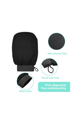 Vkemall 150d Viskon Fiber İpek Hissi Banyo Eldiveni - Cilt Dostu, Siyah + Turuncu