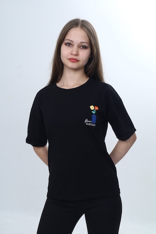 Toontoy Kids Toontoy Kız Çocuk Baskılı Bisiklet Yaka Düşük Omuz Kısa Kollu Tişört 24974 Beyaz