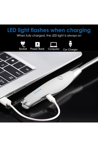 Suofeng Usb Şarjlı 360 Eğilebilir Boyunlu Elektrikli Çakmak - Bbq, Kamp İçin Rüzgar Dayanıklı, Açıcı Fonksiyonlu, Pil Göstergeli Çok Renkli