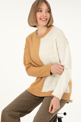 U.S. Polo Assn. Kadın Camel Melanj Bisiklet Yaka Kazak 50291624-VR122