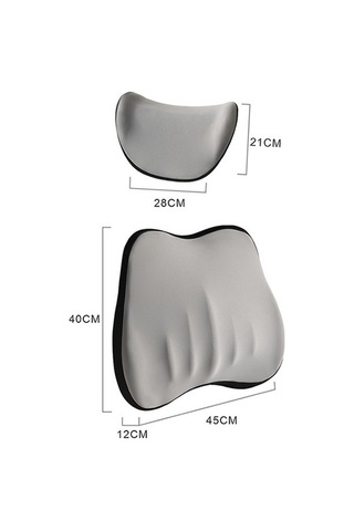 Tongxida Araba Hafızalı Köpük Boyun Yastığı İpek Yastık Araba Koltuğu Servikal Yastık, Bel Pedi Gri