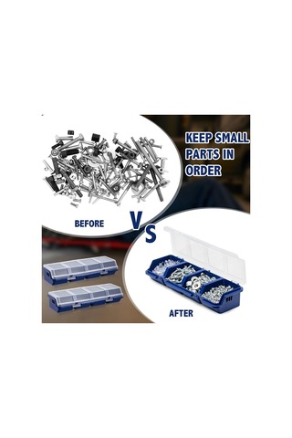 Xurunkeji Paket Vida Düzenleyici Kutu Kapaklı 4 Bölmeli Alet Kutusu Bölücü Bölmeli Kaplar Sıralama Vida Alet Kutusu Kılıfı 50x40x8cm