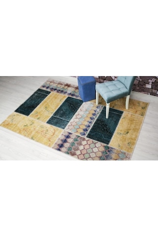 Patchwork El Dokuma Antik Anadolu Halısı Lego Sarı