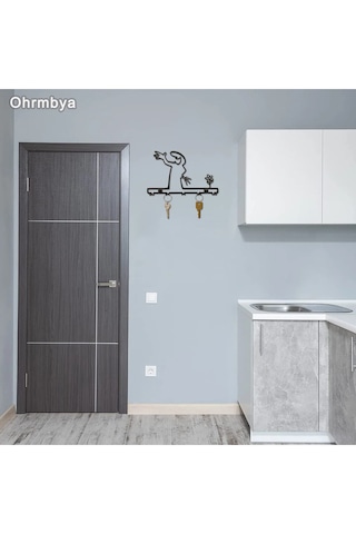 Myc Metal Anahtarlık Askılığı - Minimalist Kuş Figürlü Duvar Dekoru Siyah 32x16