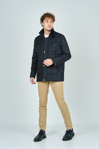 Lucas Erkek Dik Yaka Cep Detaylı Uzun Kapitone Kaban 4775 Lacivert Lacivert