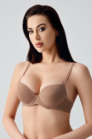 New Bra Kadın B Kap Desteksiz Basic Saten Görünümlü Sütyen Cappuccino 7025 Cappuccino