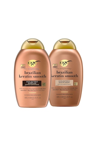 OGX Brazilian Keratin Smooth Düzleştirici Sülfatsız Şampuan 385 ml + Saç Bakım Kremi 385 ml