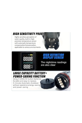 Xuweiwei Black Cloud Prime 7'li 1 Arada Su Kalitesi Test Kalemi Tds Ec Ph Orp Sıcaklık Akvaryum Havuz İçme Suyu