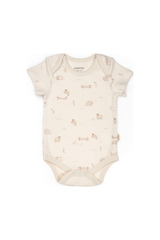 Bebek 2li Kısa Kollu Zıbın Body %100 Organik Pamuk, Bebek-yenidoğan-csy8176 Bej - Ekru
