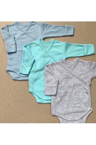 Özdemirlitekstil Bebelino Çıtçıtlı Badi Kruvaze (3'Lü Paket) (456415927) Çok Renkli