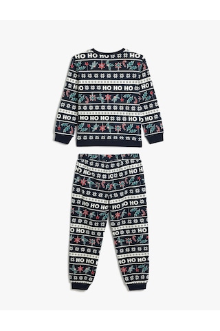 Koton Yılbaşı Baskılı Pijama Takımı Pamuklu Lacivert Desenli 5wlm40032mk Lacivert Desenli Lacivert