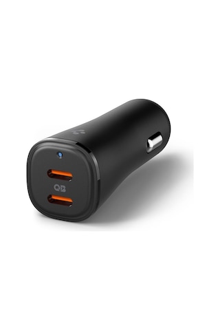 Spigen 50w Usb-c 2 Port Araç İçi Hızlı Şarj Aleti Samsung Pps Destekli Akım Korumalı Güç Adaptörü Çakmaklık İphone & Android & İpad & Macbook Type-c Pd 3.0 30w + 20w Ev502 Black Siyah