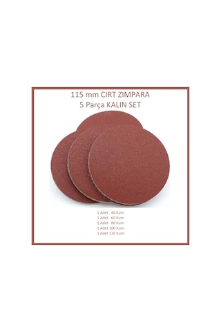 115 Mm Cırt Zımpara Seti, 5 Parça, Kalın
