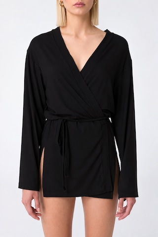 Cloudymood Kadın Siyah Kuşaklı Ultra Soft Kimono Siyah - 924380525 Siyah