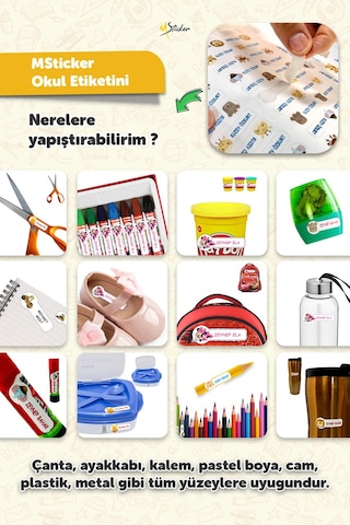 Okul Etiketi Kalem Defter İsimli Etiket Isim Yazılabilen Kartal - 190 Adet Özel Tasarım Etiket Çok Renkli