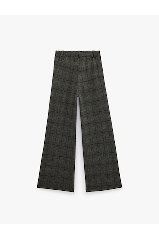 Koton Cepli Ekoseli Geniş Paça Pantolon Gri Ekose 7wkg40226ak Gri Ekoseli
