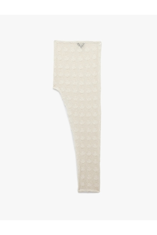 Koton Asimetrik Kesim Slim Fit Uzun Kroşe Plaj Eteği Ekru 6sak70002mk