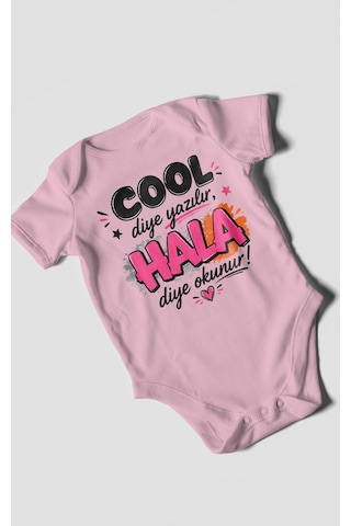 Morivokids Cool Diye Yazılır Hala Diye Okunur Kısa Kollu Bebek Body %100 Pamuk Koyu Pembe