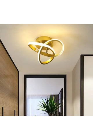 Modern Plafonyer Salon Mutfak Oturma Odası Avize Boomerang Led Avize Eskitme Gold Gün Işığı 4000k Gold