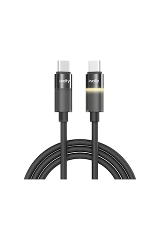 Type C Hızlı Şarj Kablosu Type-c To Type-c, 60w, 480 Mbps, 1.2m, Pd, Led Işıklı Siyah