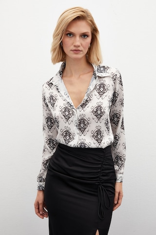 Sateen Desenli Düz Gömlek - Siyah-134814 Siyah
