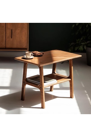 Woodesk Voile, Ahşap Orta Sehpa, Coffee Table, 50x35 Tik Renk