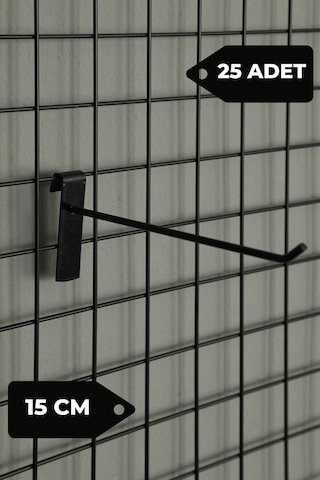 15 Cm 25 Adet Siyah Tel Pano Kancası Raf Askısı Siyah
