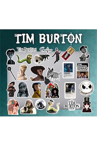 Tim Burton Macbook Notebook Tablet Telefon Ajanda Laptop Defter Sticker Seti Diğer