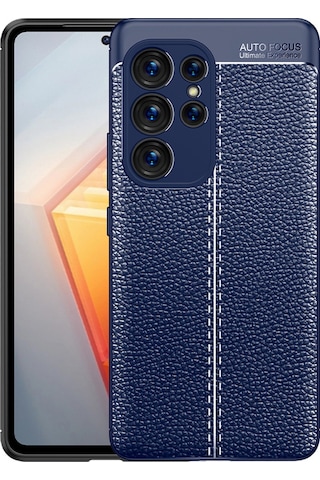 Samsung Galaxy Uyumlu S23 Ultra Kılıf Focus Deri Görünümlü Kamera Korumalı Silikon Kılıf