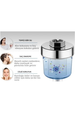 Truva Su Arıtma Filtresi - Duş Ve Banyo Kireç Arındırıcı Filtre Krom