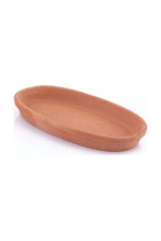 Elizi Çömlekleri Toprak Kayık Kase, Toprak Kayık Güveç Fırın Kabı Büyük Boy 32x16cm Toprak