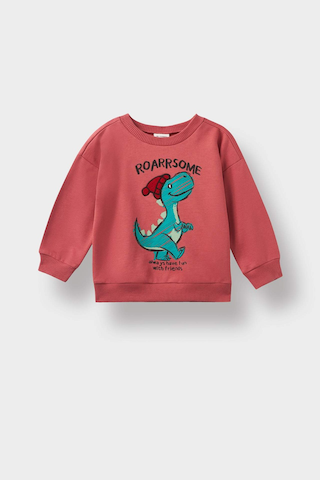 Defacto Erkek Bebek Bisiklet Yaka Dinozor Baskılı İçi Yumuşak Tüylü Sweatshirt F4531a525aubr116 Bordo