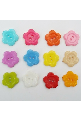 Çiçek Renkli Düğme Renkli Papatya Düğme 2 Cm - 25 Adet