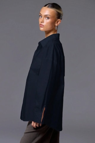 Tarz Cool Kadın Oversize Gömlek Uzun Kollu Basic Salaş Kesim Poplin Trend Şık Günlük Gömlek Lacivert