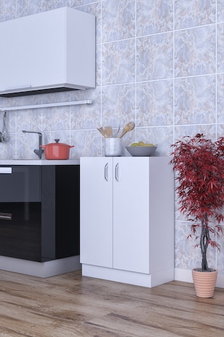 Rafineri Mokas Çok Amaçlı Dolap 2 Raflı Kapaklı Mutfak Balkon Banyo Beyaz